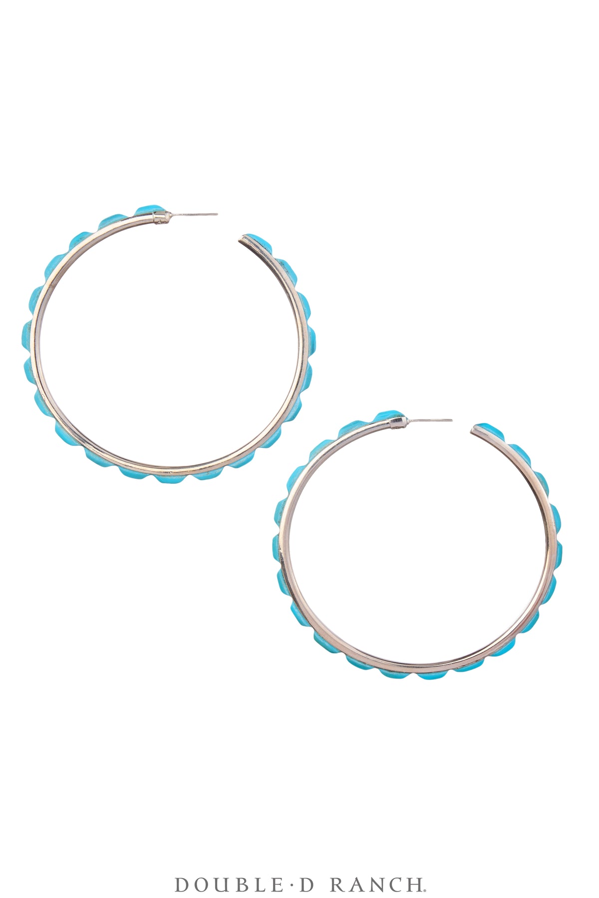 Earrings, Hoop, X-Large, Turquoise, Contemporary, 2067