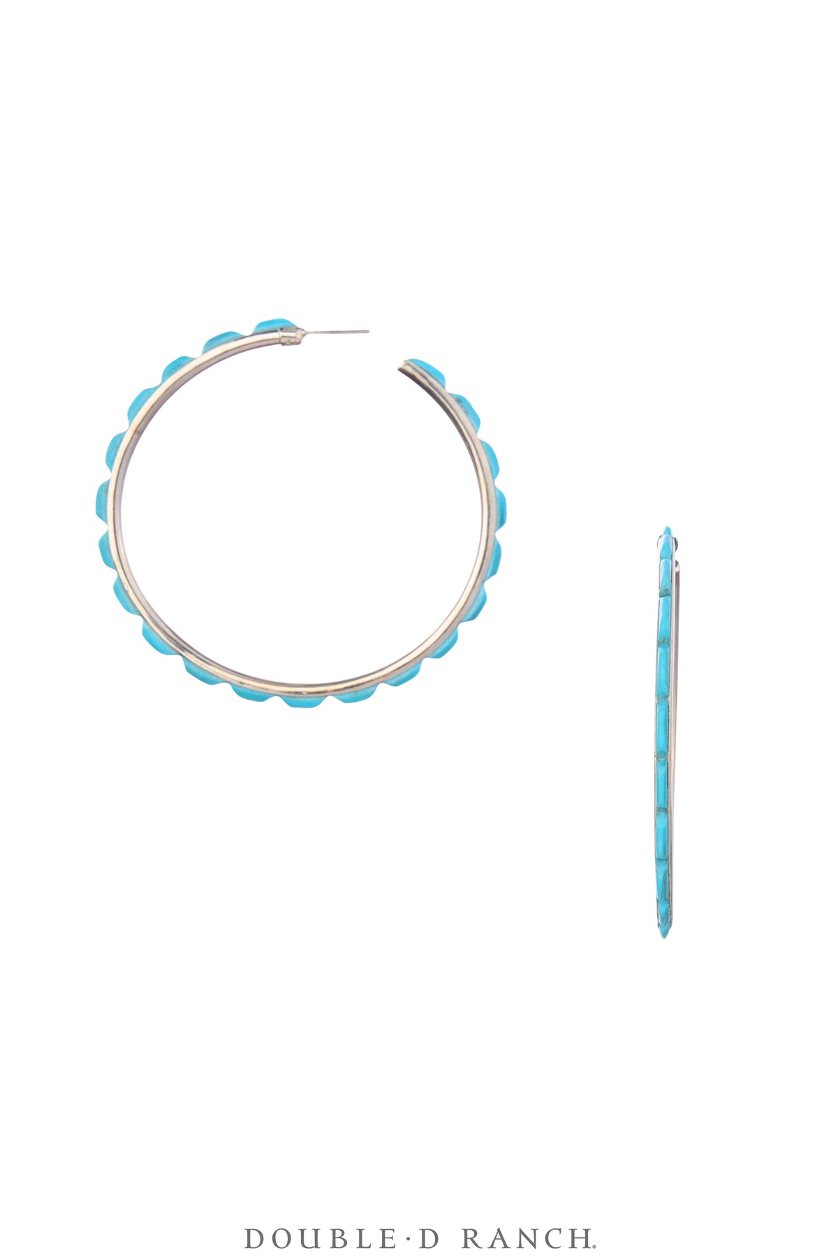 Earrings, Hoop, X-Large, Turquoise, Contemporary, 2067