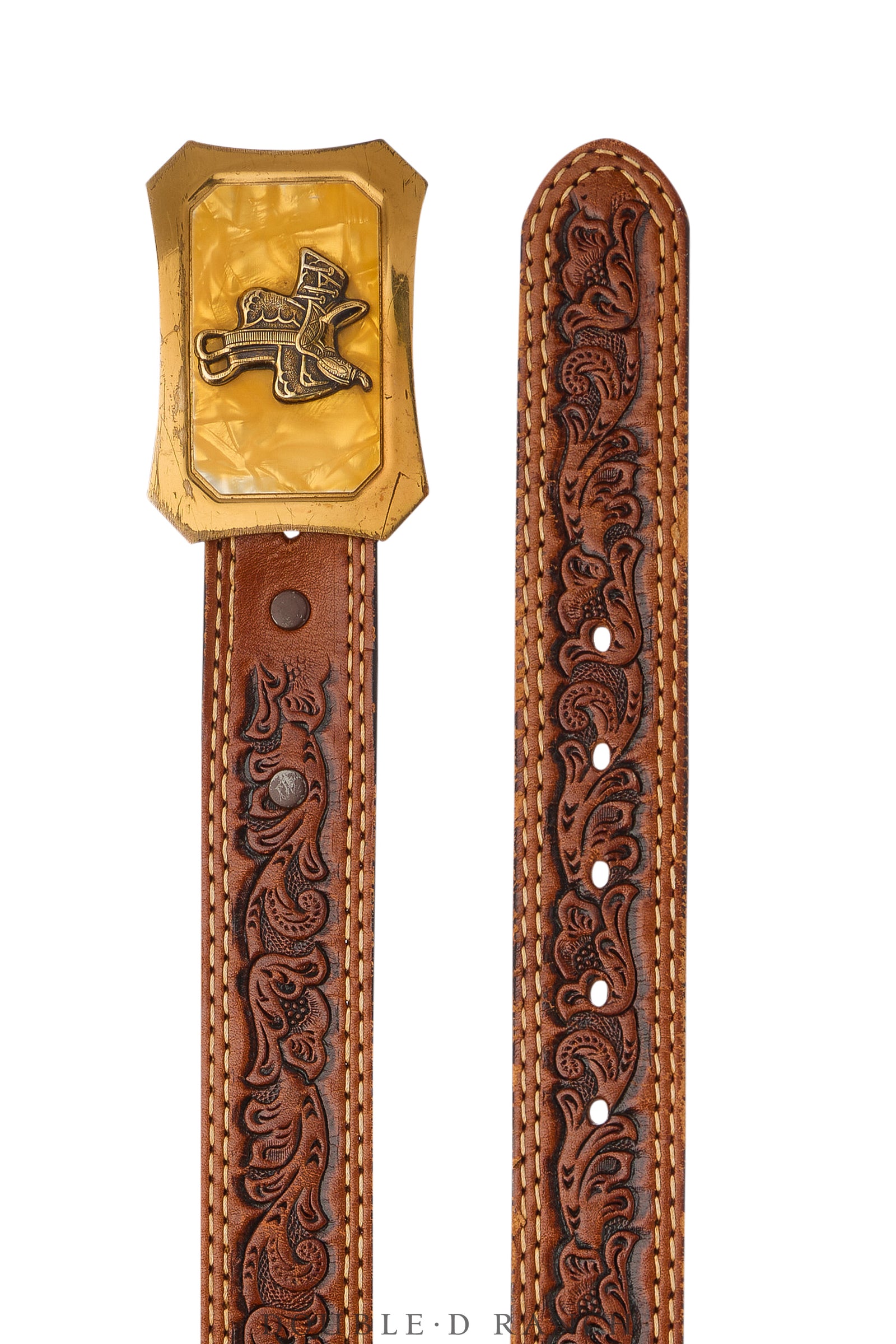 Belt, A Vintage, Buckle, Western, Enamel, Saddle, Vintage, 753