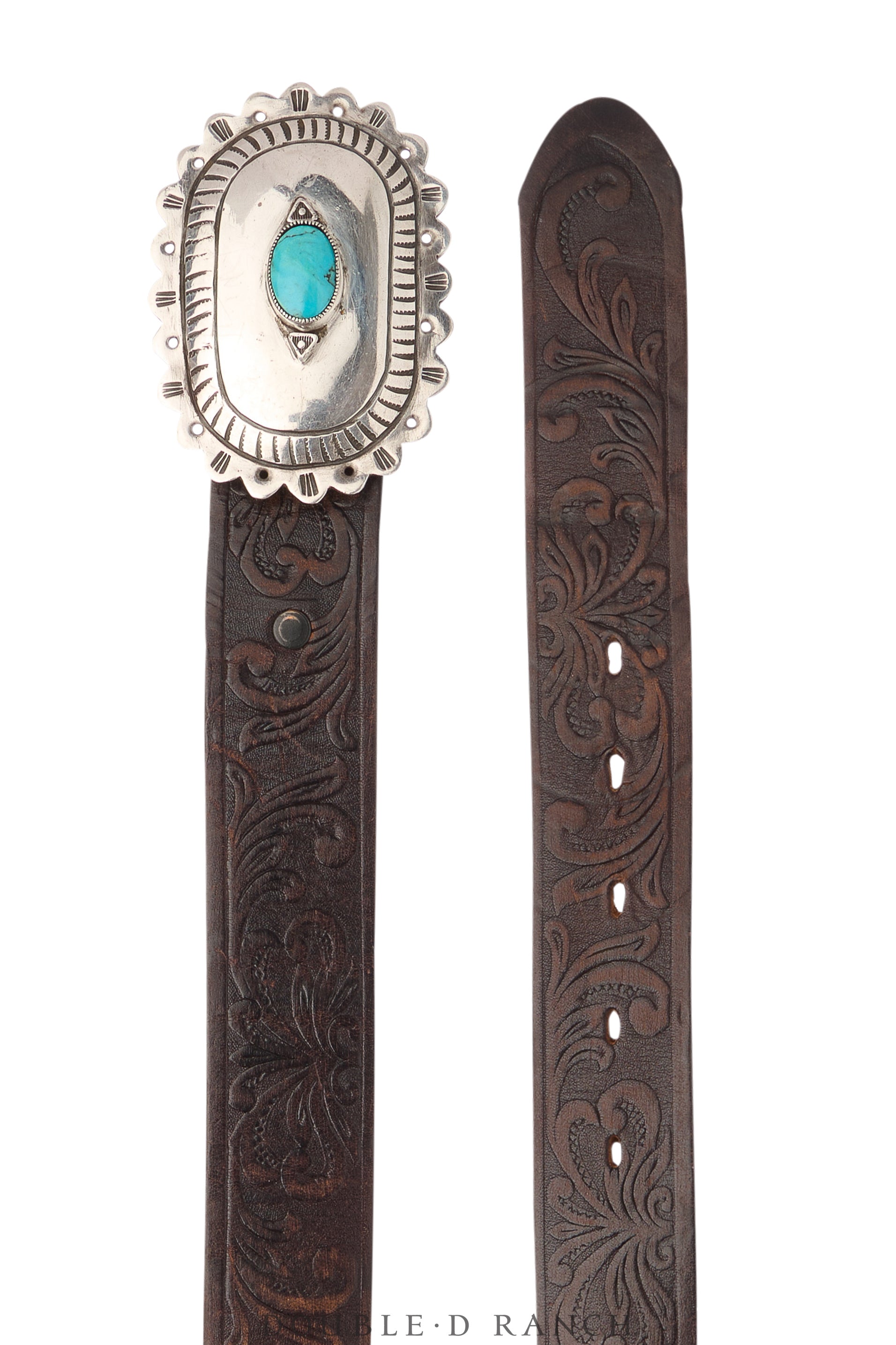 Belt, A Vintage, Buckle, Concho, Turquoise, Old Pawn ‘40s, 767