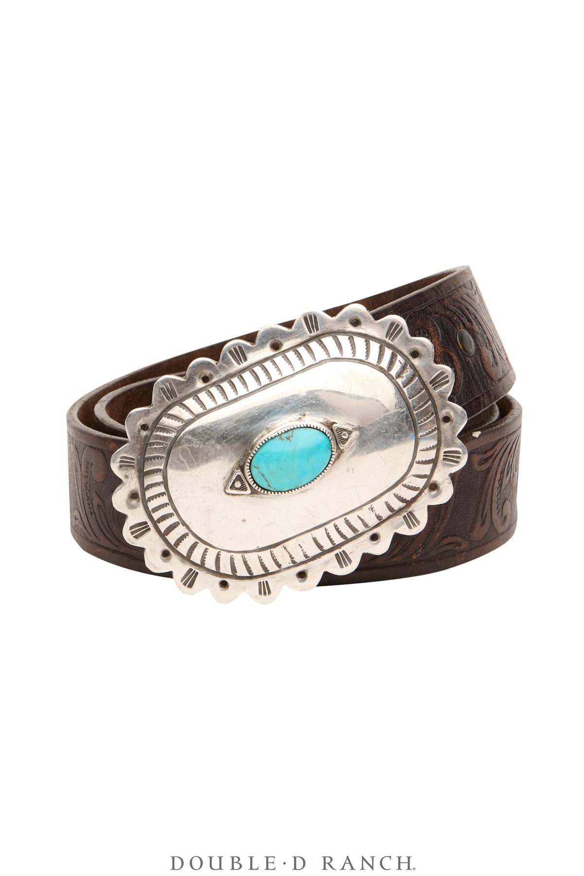 Belt, A Vintage, Buckle, Concho, Turquoise, Old Pawn ‘40s, 767