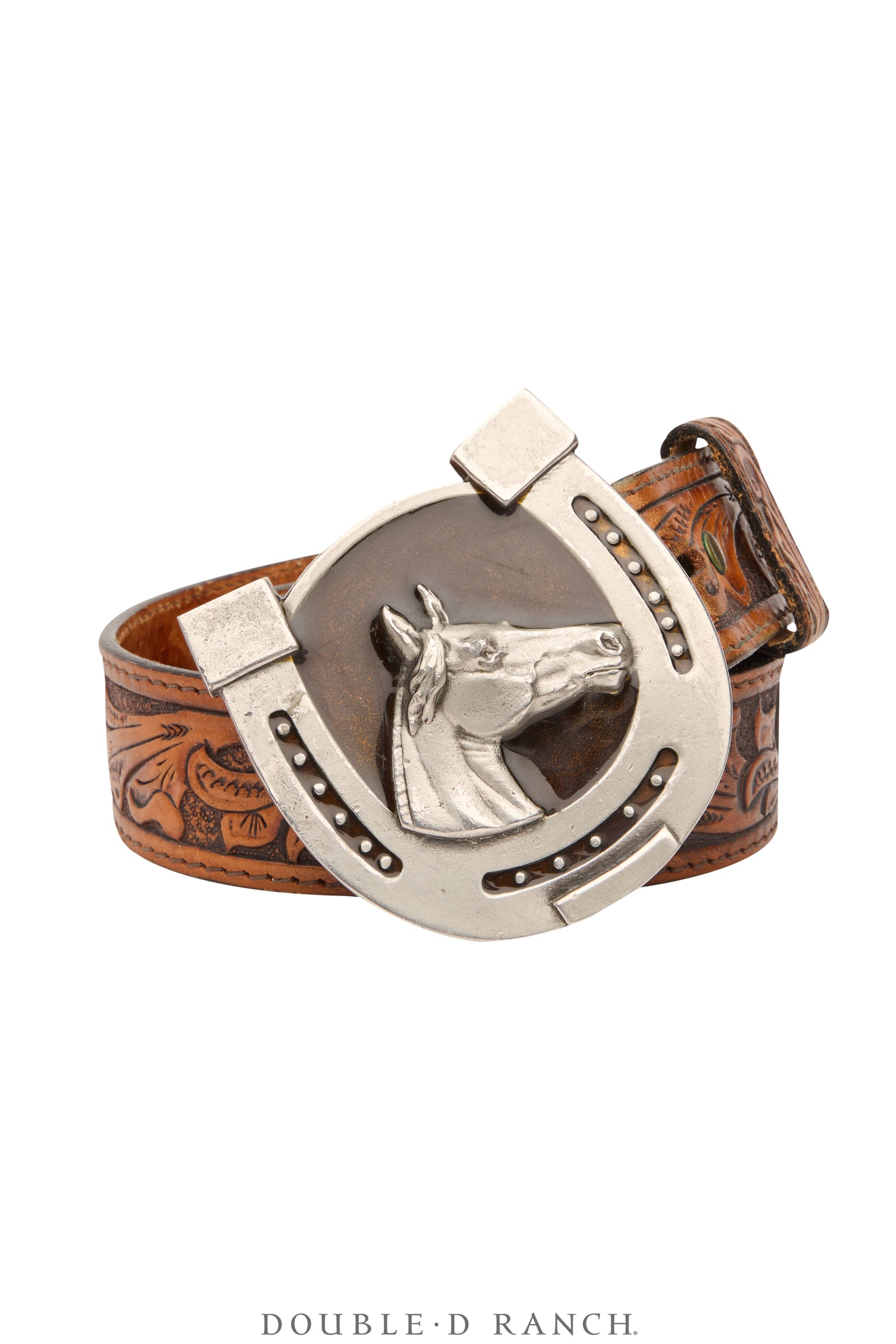 Belt, A Vintage, Buckle, Enamel, Horseshoe & Horse, Vintage, 770