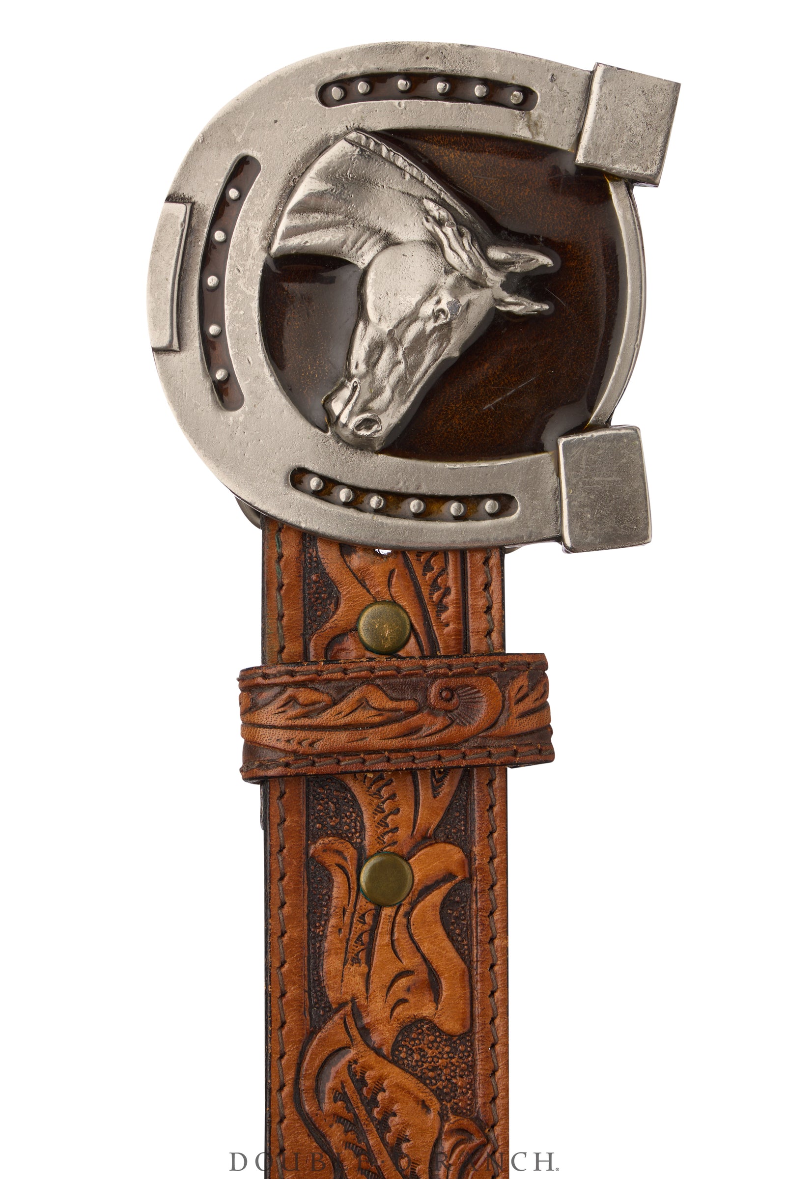 Belt, A Vintage, Buckle, Enamel, Horseshoe & Horse, Vintage, 770