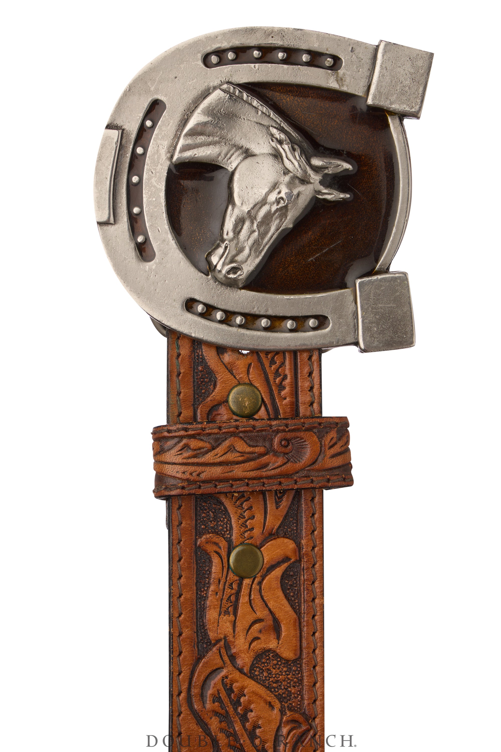 Belt, A Vintage, Buckle, Enamel, Horseshoe & Horse, Vintage, 770