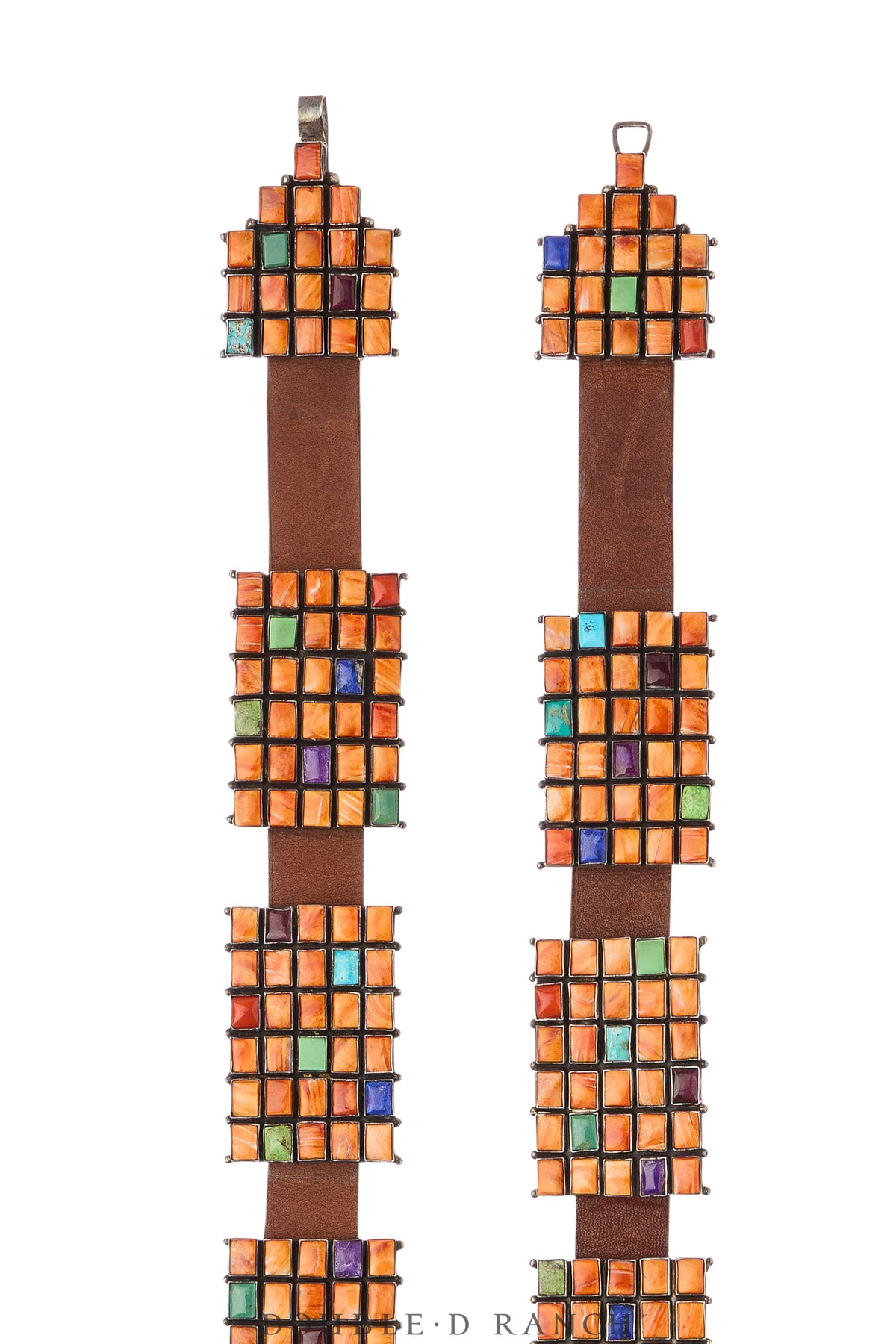 Belt, A Vintage, Concho, Spiny Oyster & Mixed Stones, Front Closure, Vintage, ‘80s, 781