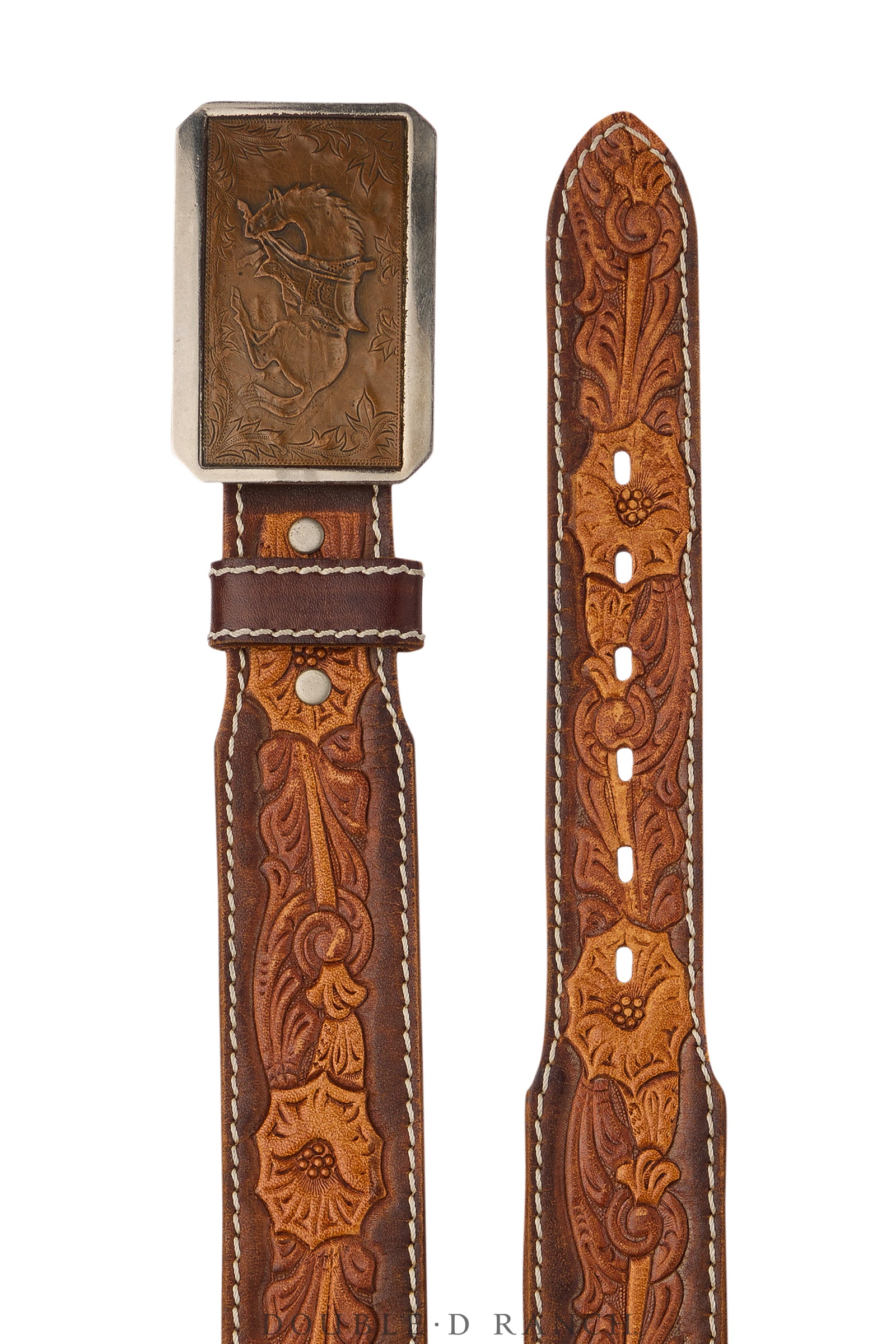 Belt, A Vintage, Buckle, Western, Brass, Horse, Vintage ‘60s, 786