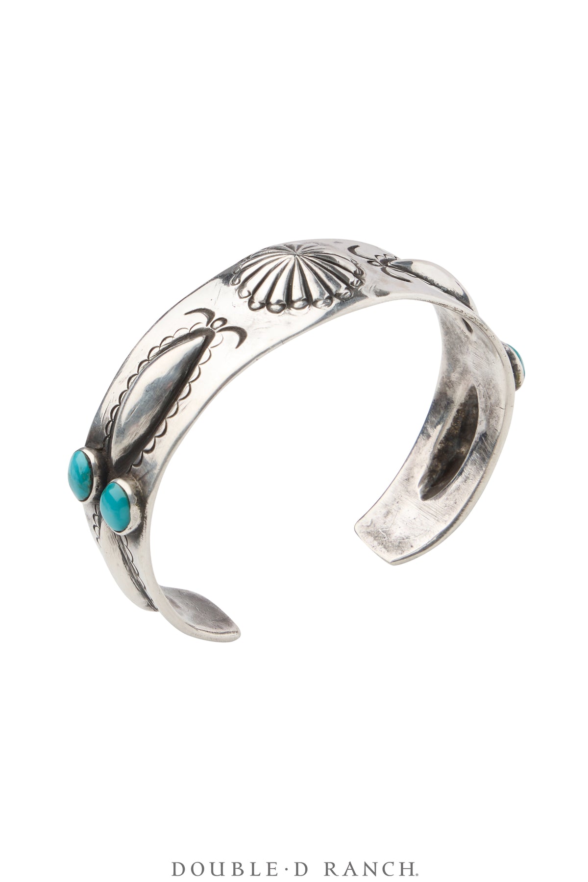 Cuff, Stampwork, Silver, Turquoise, Hallmark, Contemporary, 3989