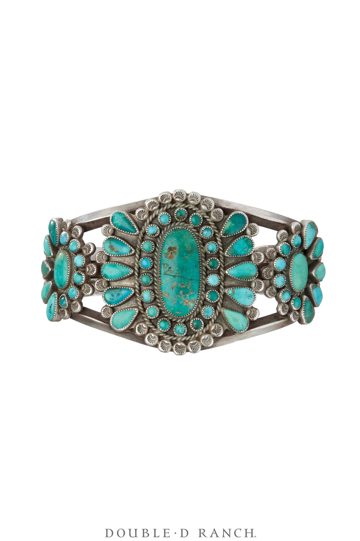 Cuff, Cluster, Turquoise, Incredible Old Pawn, Vintage, 30's - 40's, 3997