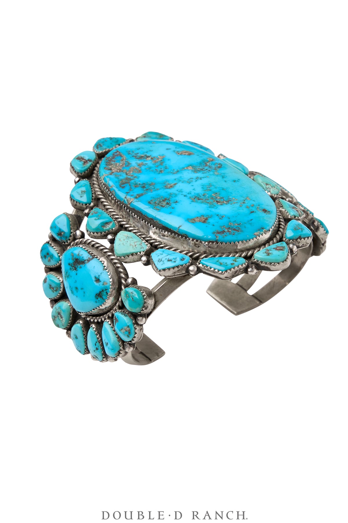 Cuff, Cluster, Turquoise, Outstanding Stones, Unmarked, Vintage ‘30s, 3998