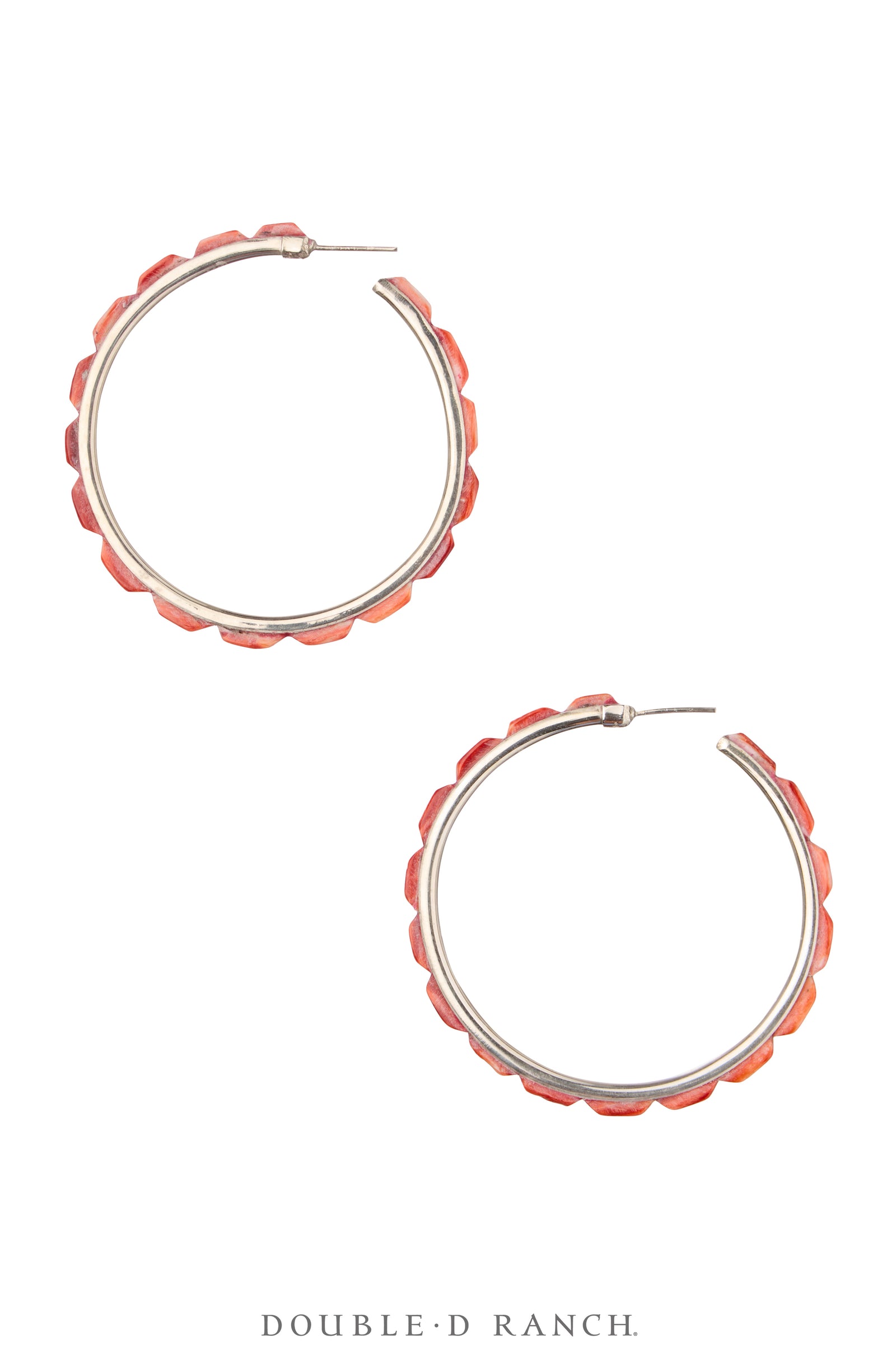 Earrings, Hoop, Large, Red Spiny, Contemporary, 2068