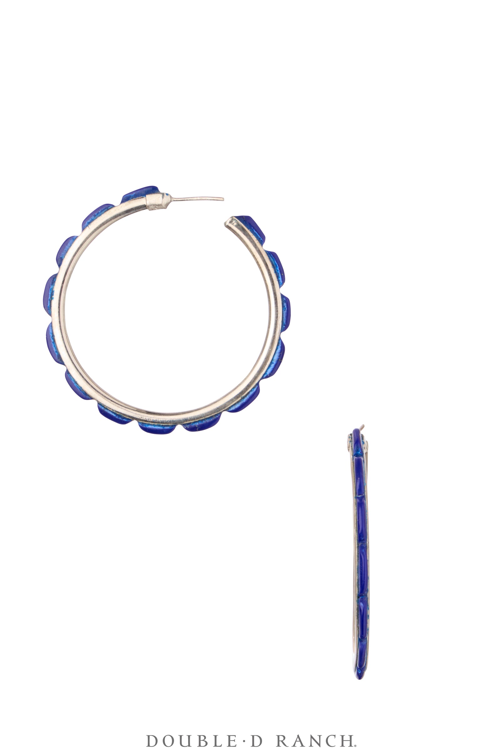 Earrings, Hoop, Medium, Lapis, Contemporary, 2069