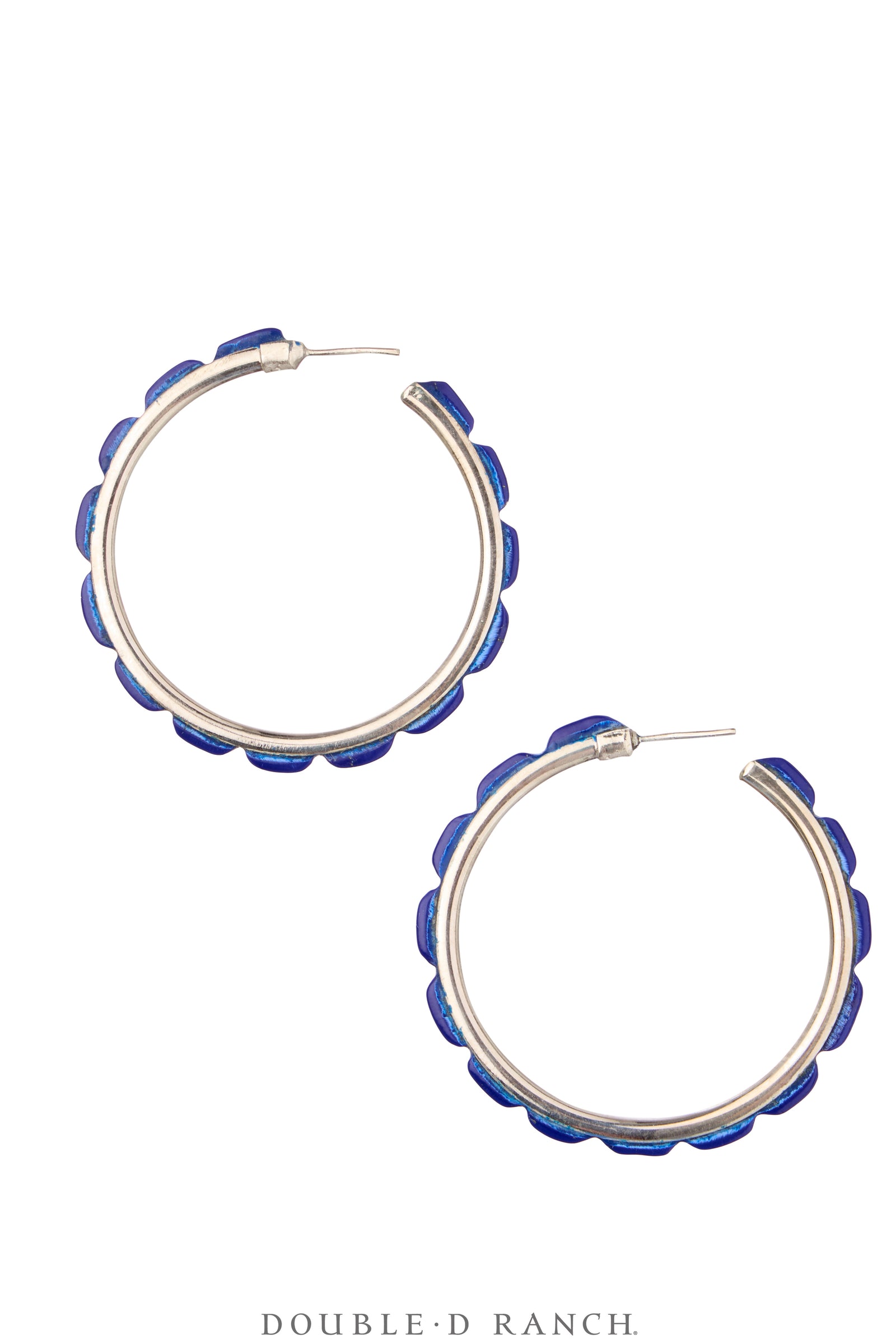Earrings, Hoop, Medium, Lapis, Contemporary, 2069