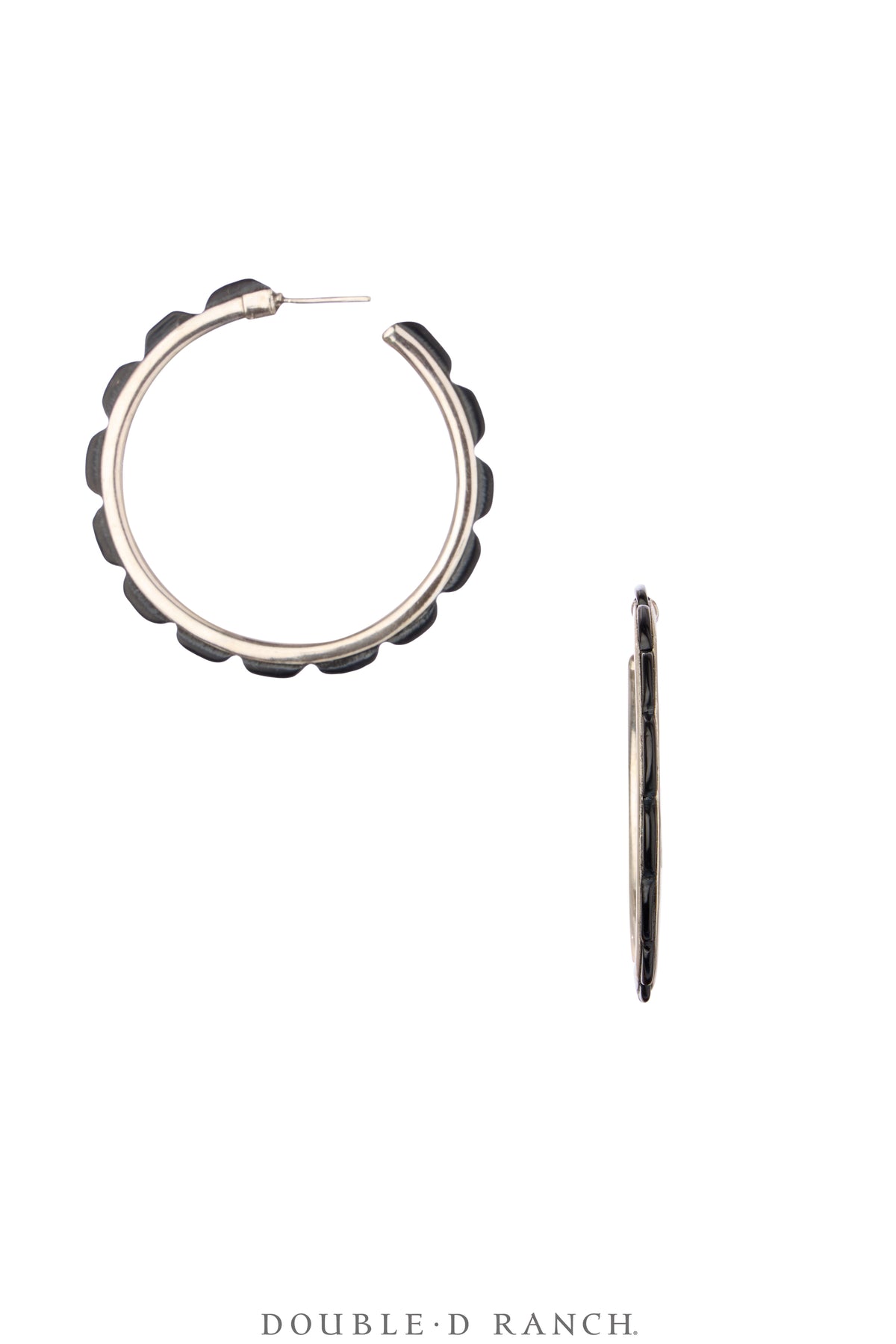 Earrings, Hoop, Medium, Onyx, Contemporary, 2069