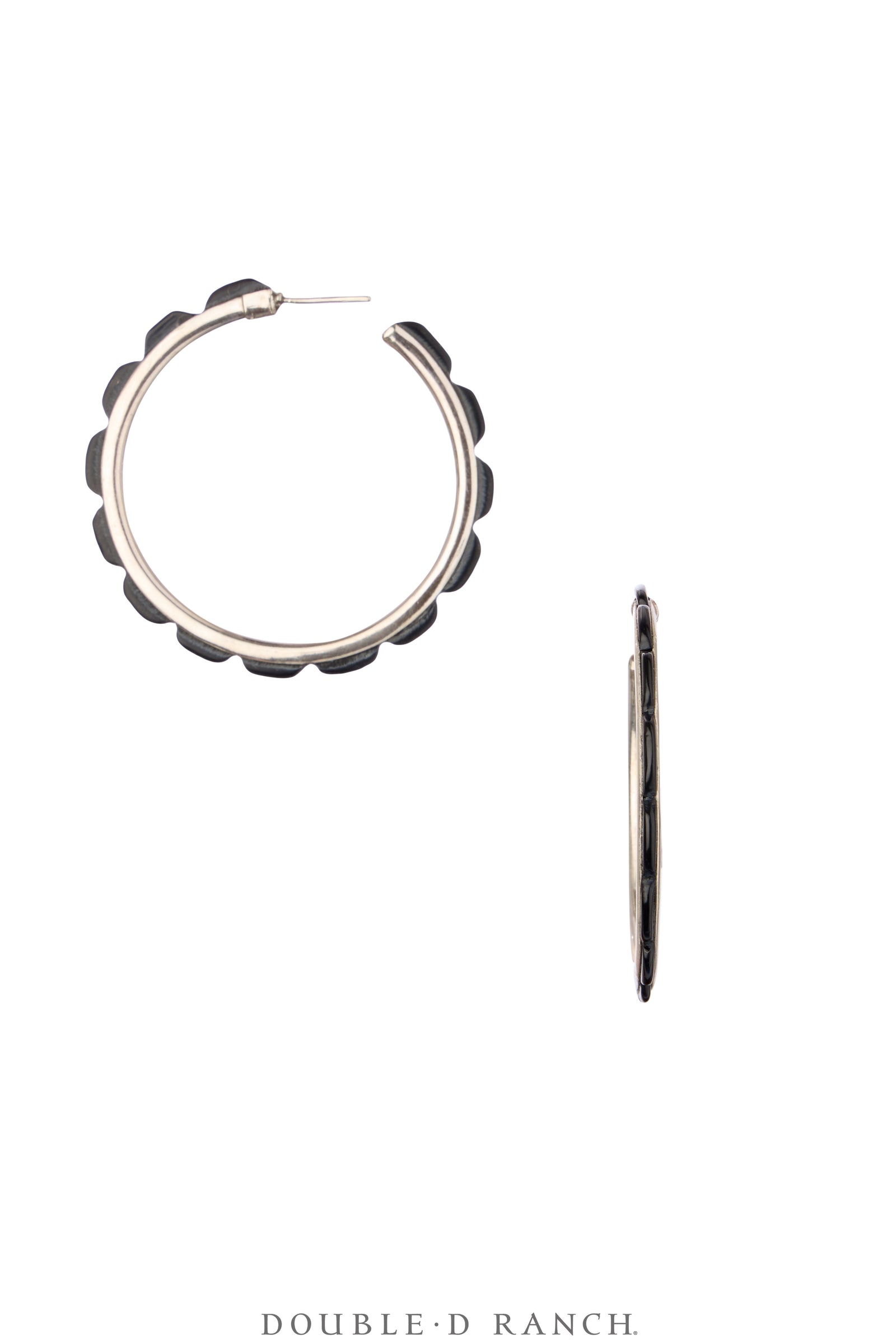 Earrings, Hoop, Medium, Onyx, Contemporary, 2069