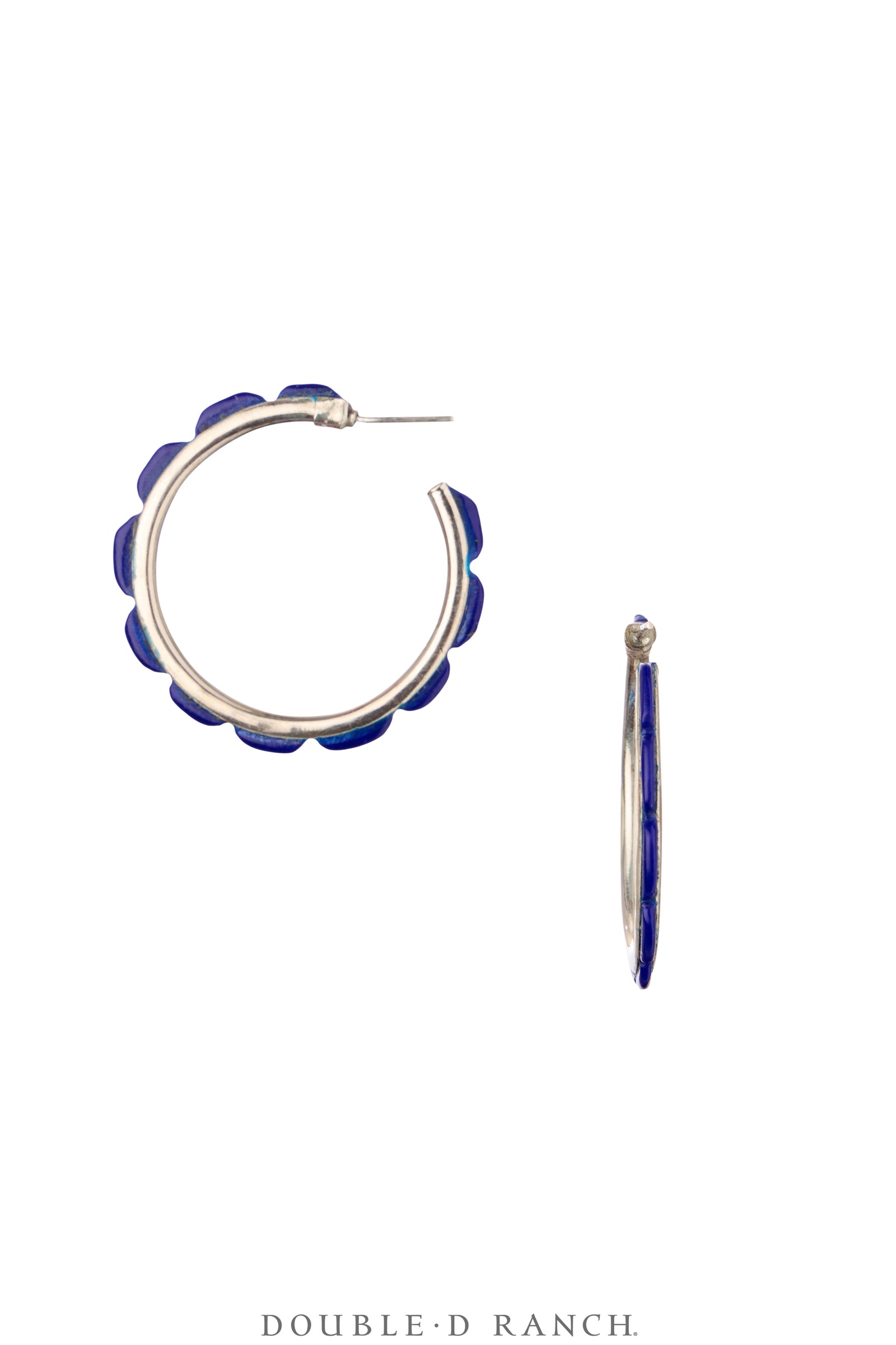 Earrings, Hoop, Small, Lapis, Contemporary, 2070