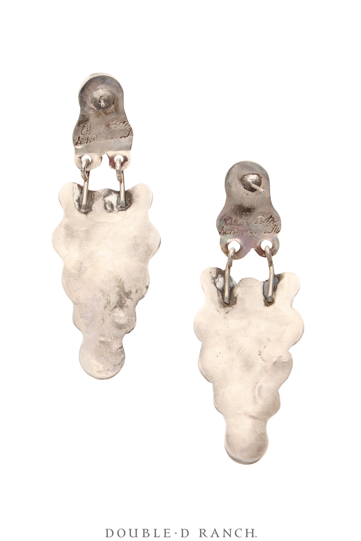 Earrings, Oscar Betz, Triangle, Turquoise, Orange Spiny Oyster, Hallmark, Contemporary, 2050