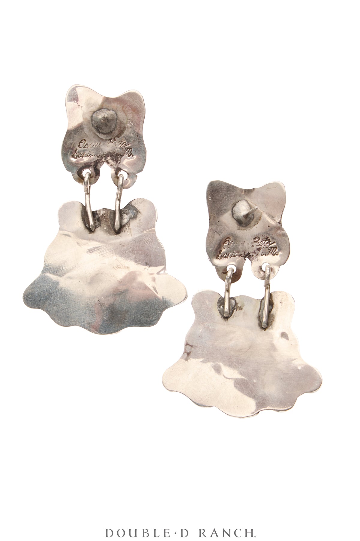 Earrings, Oscar Betz, Fan, Turquoise, Orange Spiny Oyster, Hallmark, Contemporary, 2052