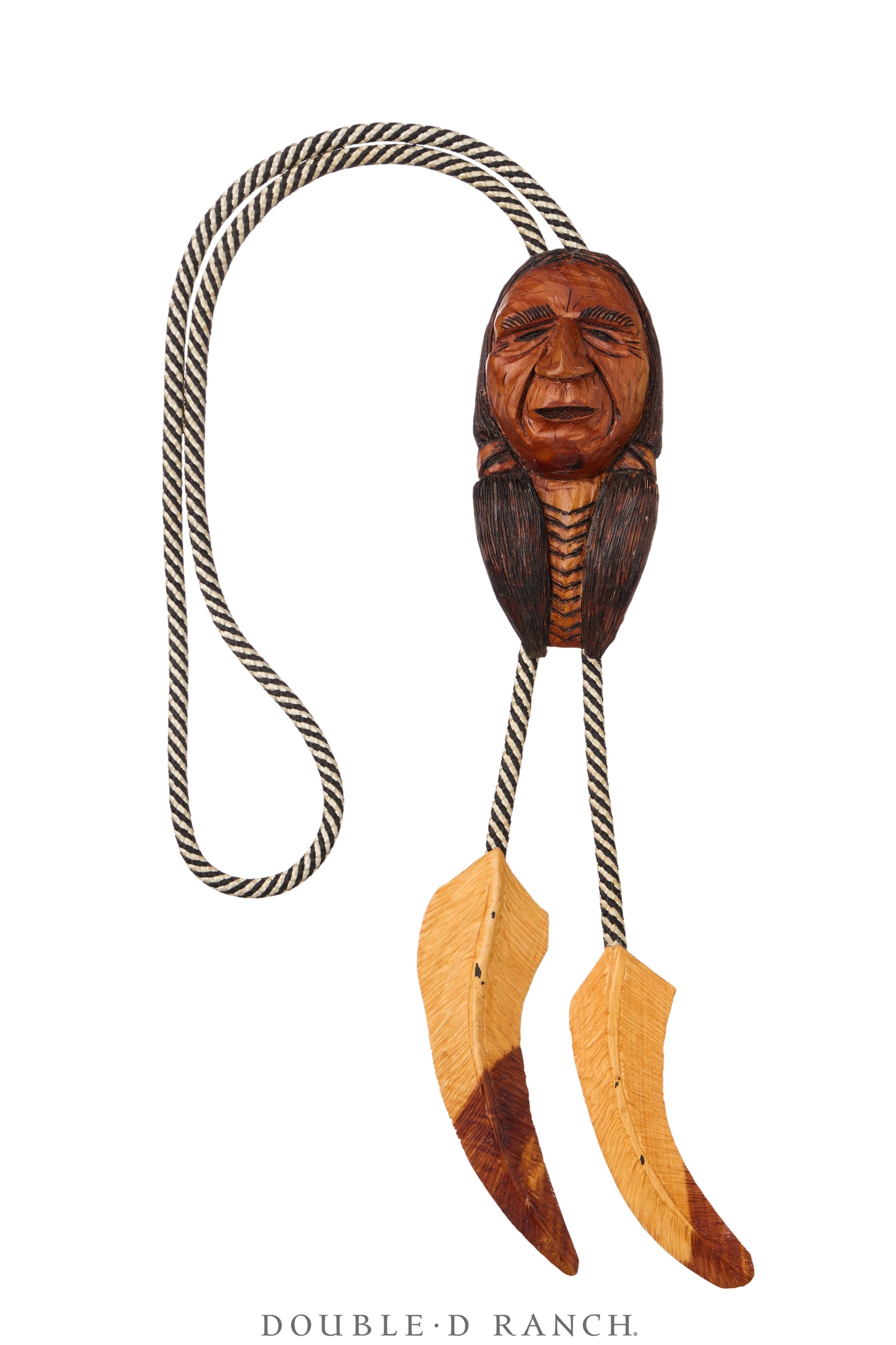Bolo, Wood, Native American With Feather Tips, Hallmark, Vintage, 3605