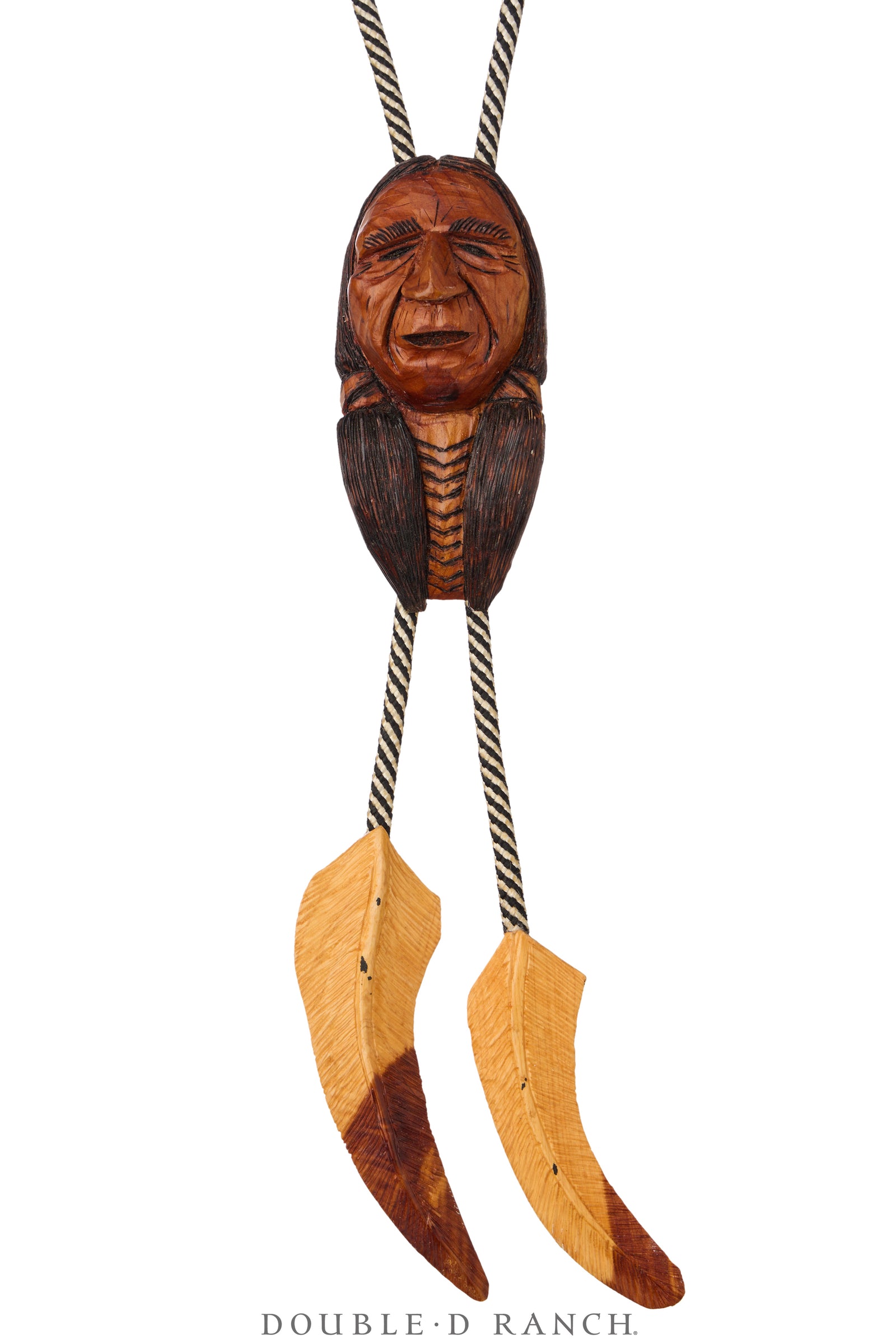 Bolo, Wood, Native American With Feather Tips, Hallmark, Vintage, 3605