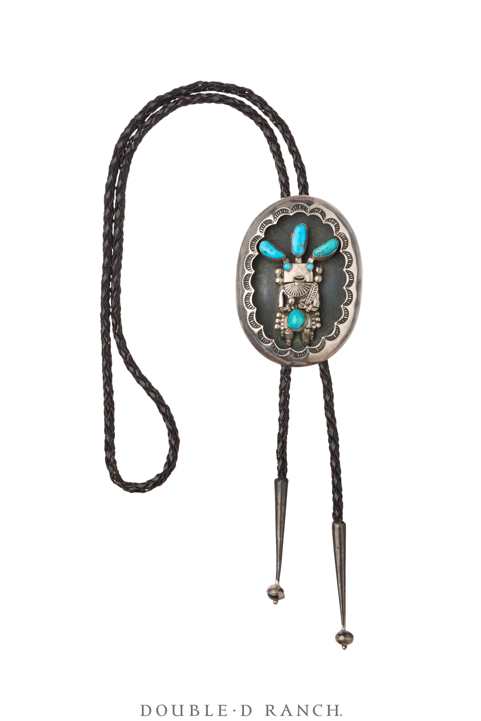 Bolo, Shadowbox, Turquoise, Kachina, Long Hallmark, Vintage, 3619