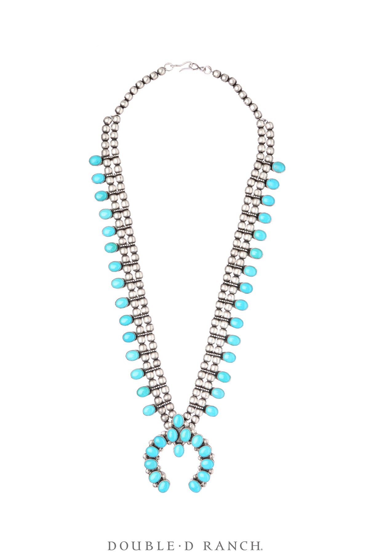 Necklace, Squash Blossom, Turquoise, Beautifully Matched Stones, Don Lucas, Vintage ‘21, 3630