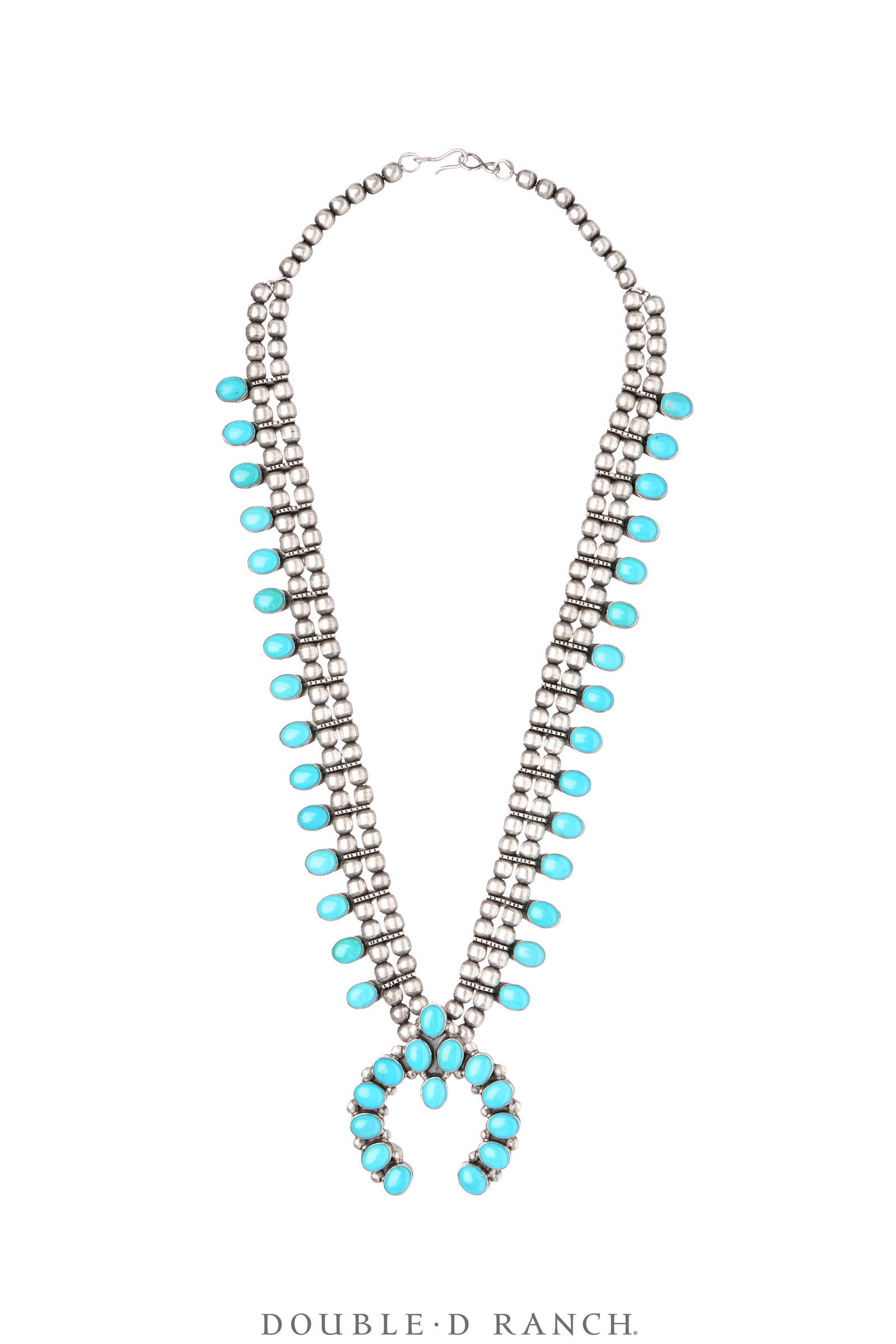 Necklace, Squash Blossom, Turquoise, Beautifully Matched Stones, Don Lucas, Vintage ‘21, 3630