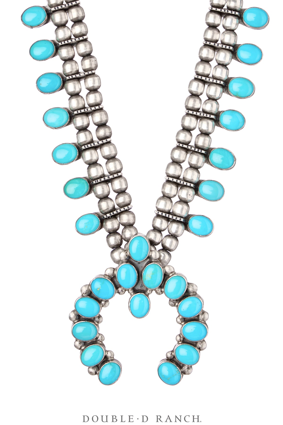 Necklace, Squash Blossom, Turquoise, Beautifully Matched Stones, Don Lucas, Vintage ‘21, 3630