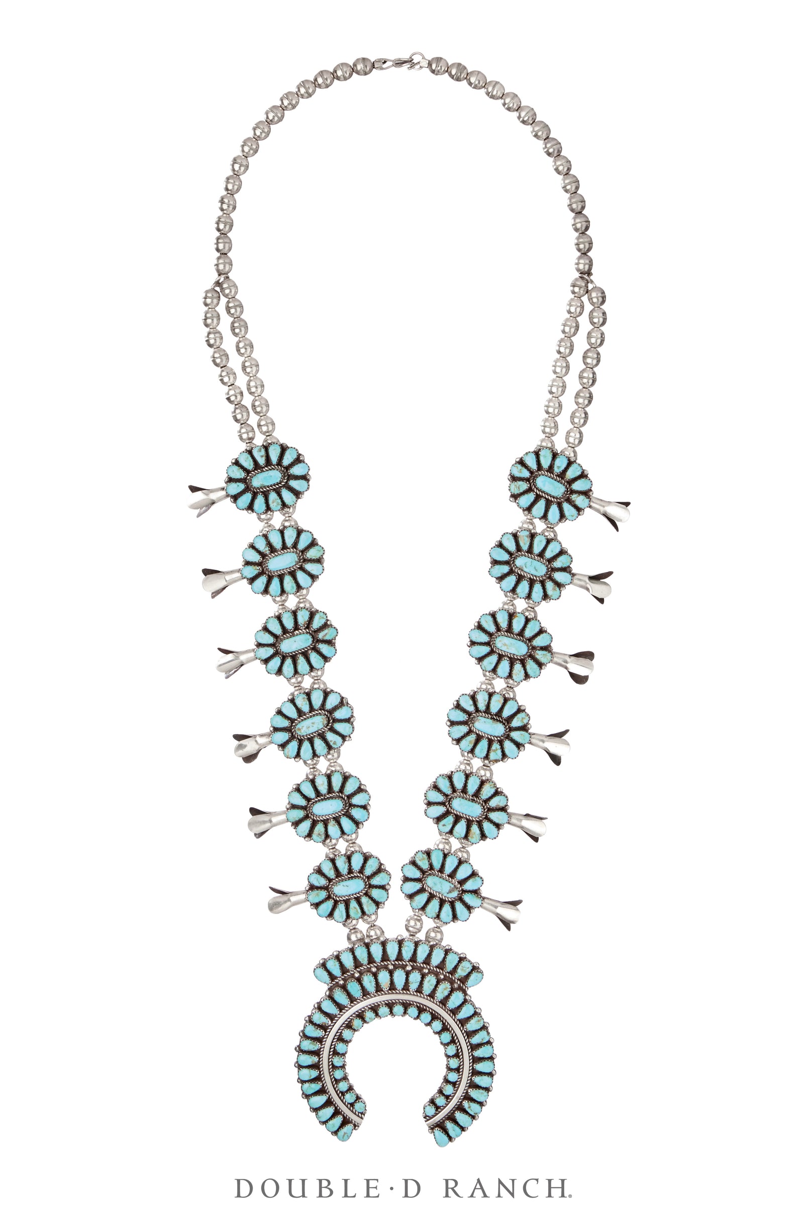 Necklace, Squash Blossom, Turquoise, Cluster, Ondelacy Attribution, Vintage, 3631