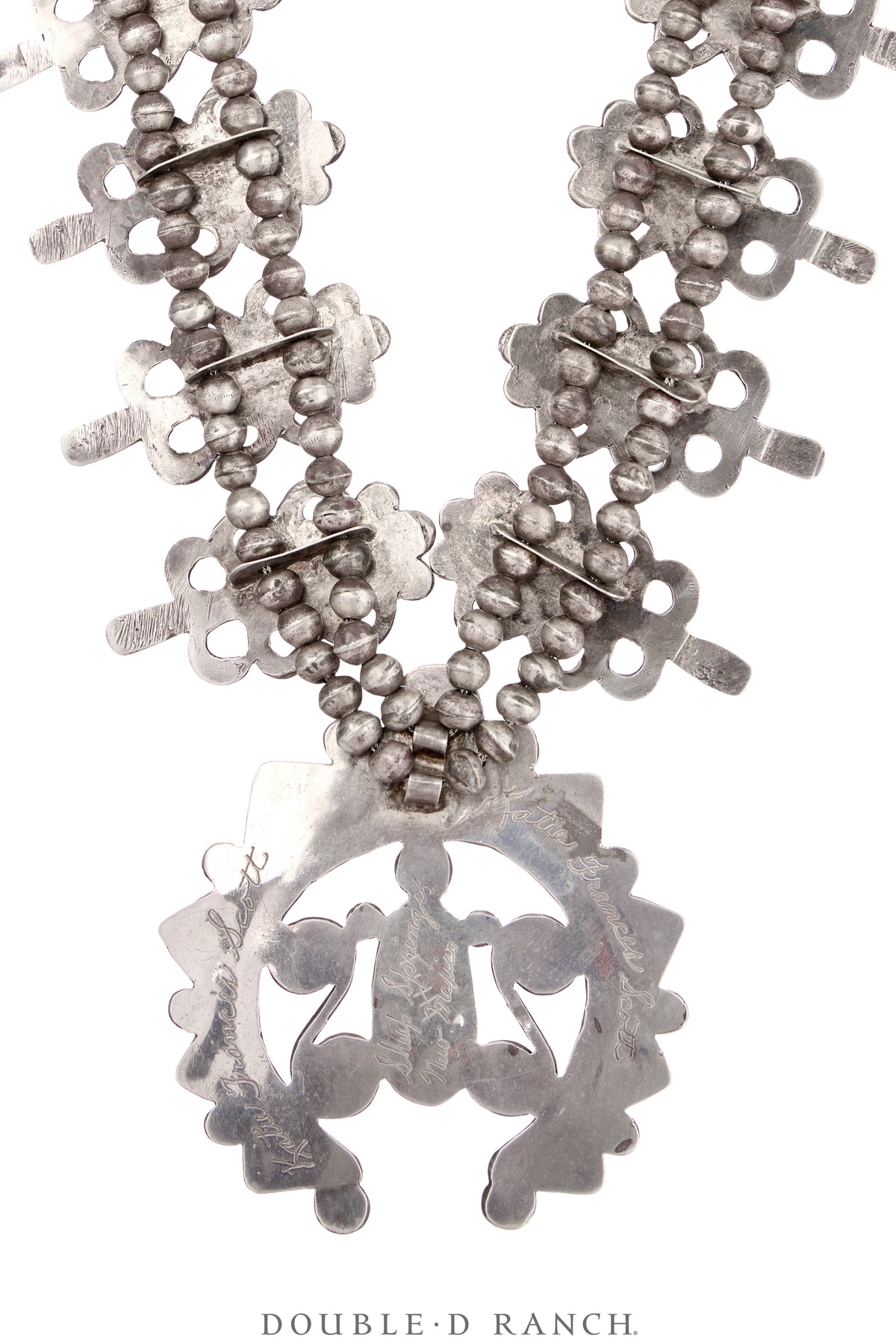 Necklace, Squash Blossom, Turquoise, Marked, Attributed to Dan Simplicio, Vintage ‘50s, 3632