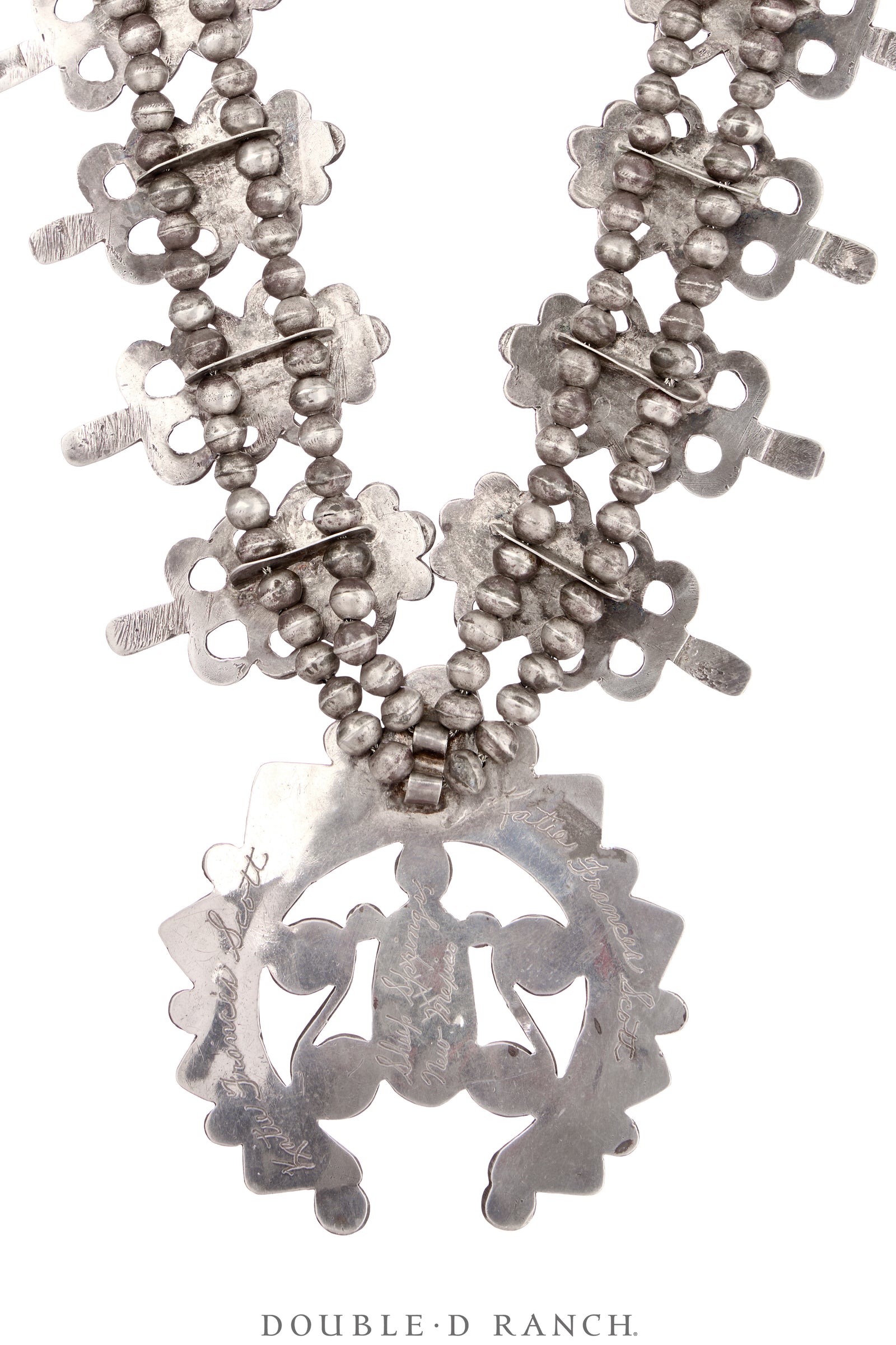 Necklace, Squash Blossom, Turquoise, Marked, Attributed to Dan Simplicio, Vintage ‘50s, 3632