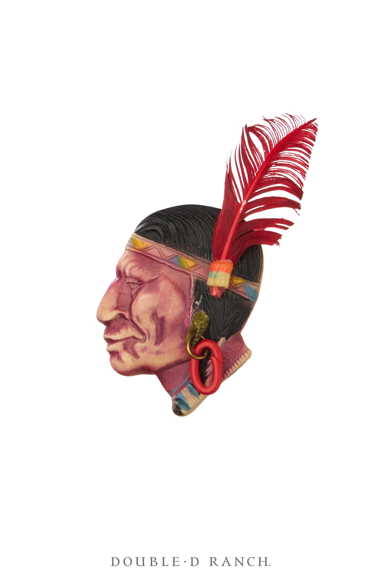 Pin, Celluloid, Novelty, Warrior With Feather, Vintage, 1188