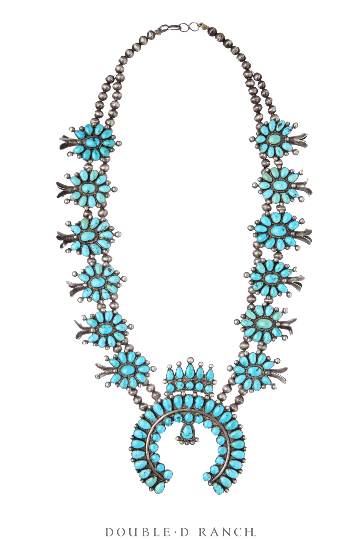 Necklace, Squash Blossom, Turquoise, Large Olla, Park Ave. Provenance, Vintage, 3641