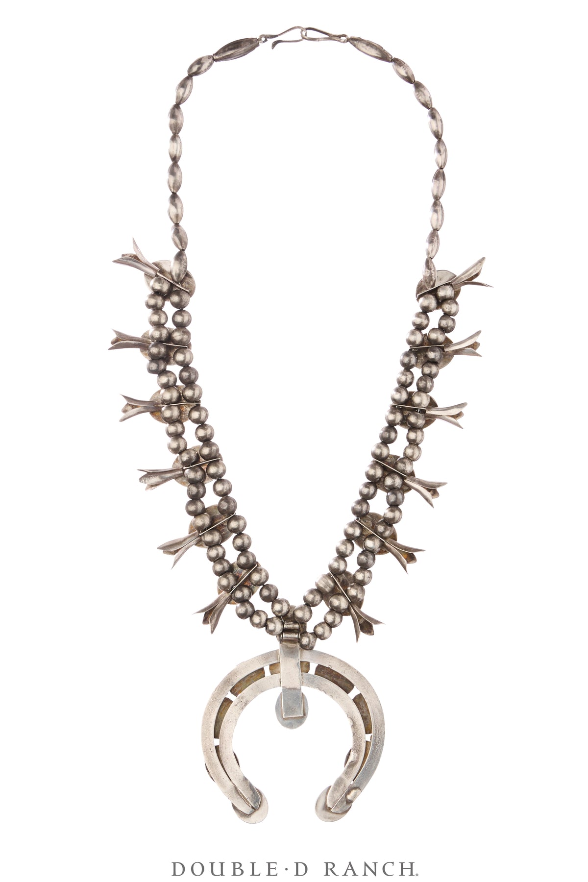 Necklace, Squash Blossom, Turquoise, Inlay, Rare, Vintage 40-50s, 3626