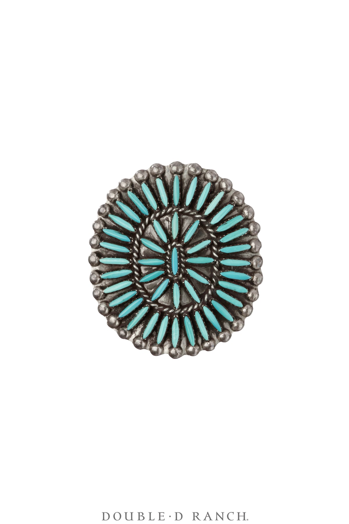 Ring, Cluster, Turquoise, Needlepoint, Hallmark, Vintage, 1851