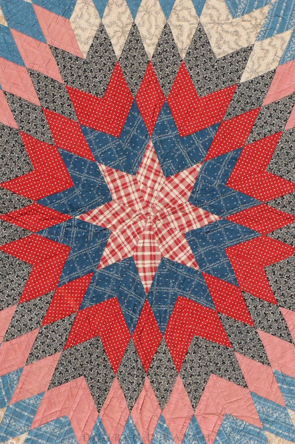 Home, Textile, Quilt, "Bursting Star," Americana, Antique 1911, 201