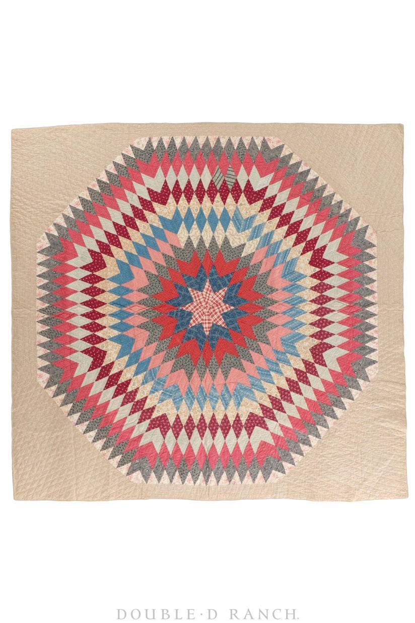 Home, Textile, Quilt, "Bursting Star," Americana, Antique 1911, 201