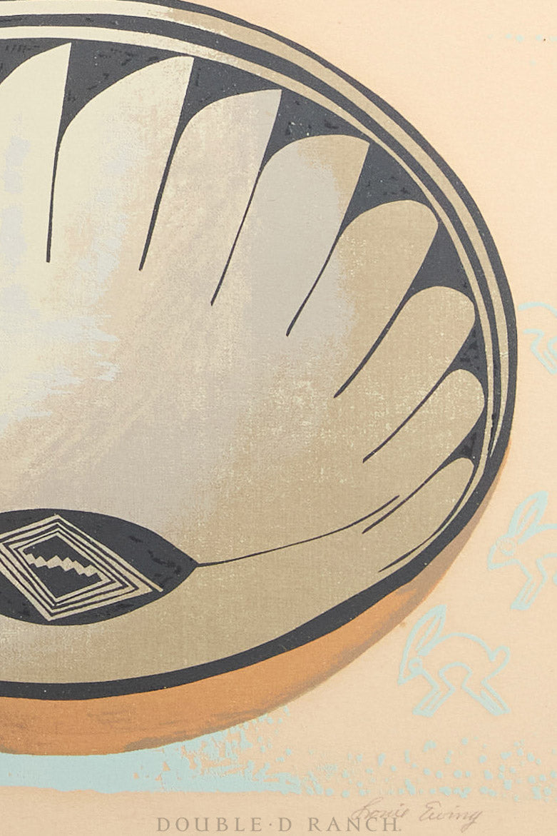 Art, Silkscreen Prints, "Masterpieces of Primitive American Art," Second Seriers by WPA Artist Louie Ewing, Signed, Vintage 1944, 1190