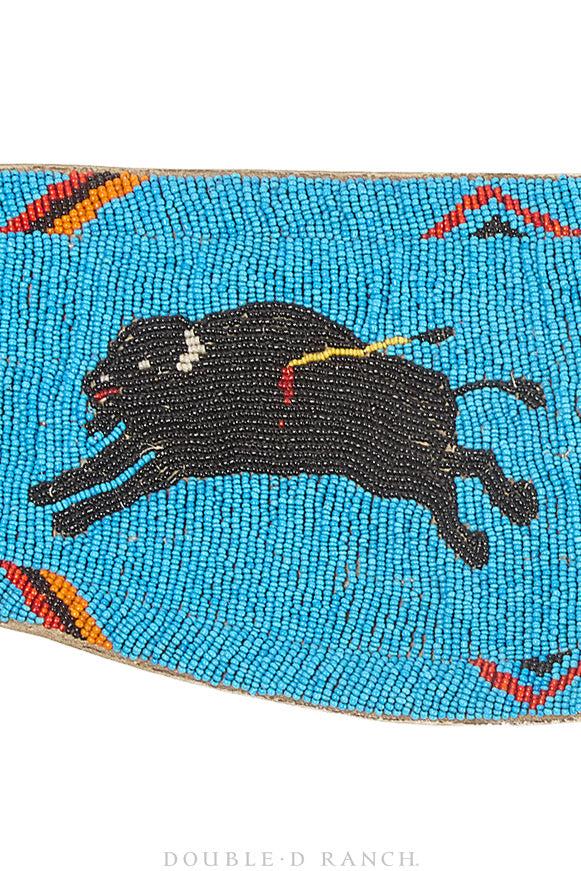 Belt, A Vintage, Bronc, Beaded, Pictorial of Buffalo Hunt, Plains, Vintage 1920s, 1221
