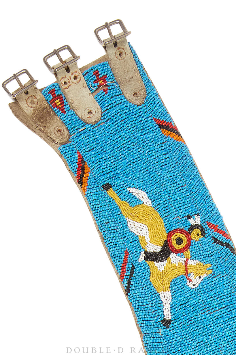 Belt, A Vintage, Bronc, Beaded, Pictorial of Buffalo Hunt, Plains, Vintage 1920s, 1221