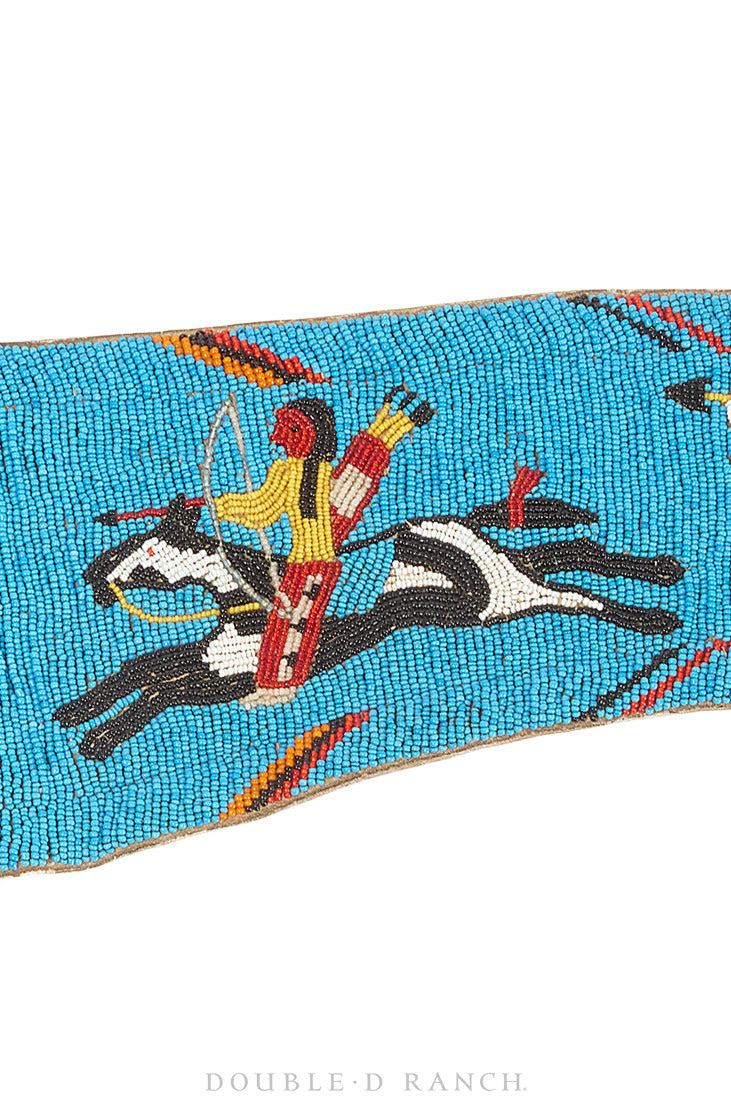 Belt, A Vintage, Bronc, Beaded, Pictorial of Buffalo Hunt, Plains, Vintage 1920s, 1221