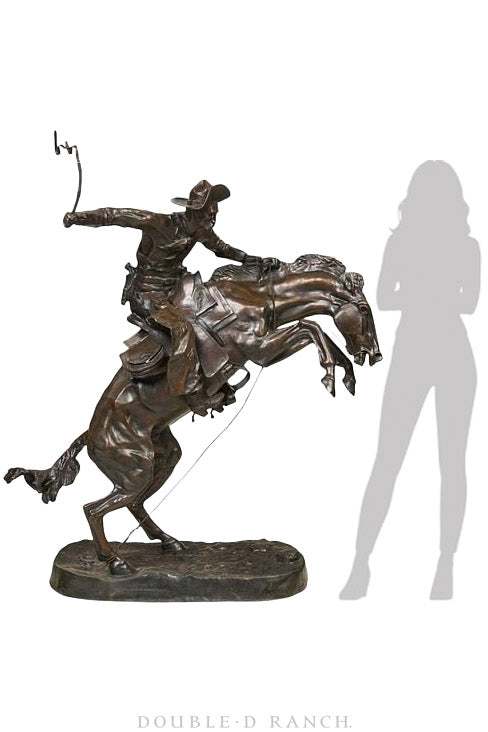 Art, Sculpture, Bronze, "Bronco Buster", Frederic Remington, Recast, Monumental Size, 1371