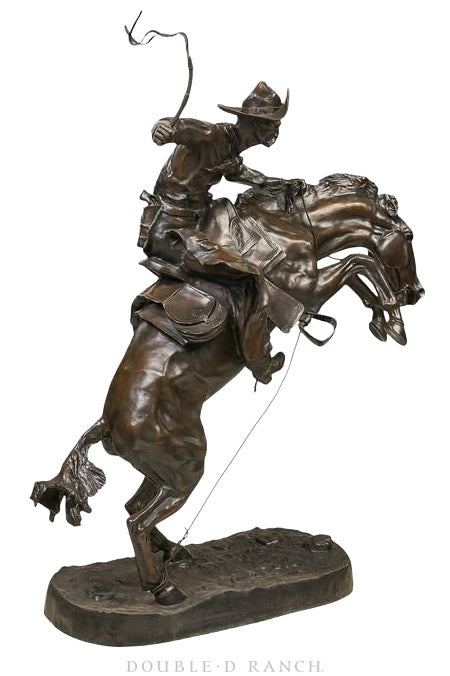 Art, Sculpture, Bronze, "Bronco Buster", Frederic Remington, Recast, Monumental Size, 1371