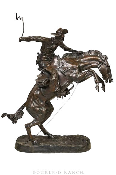 Art, Sculpture, Bronze, "Bronco Buster", Frederic Remington, Recast, Monumental Size, 1371