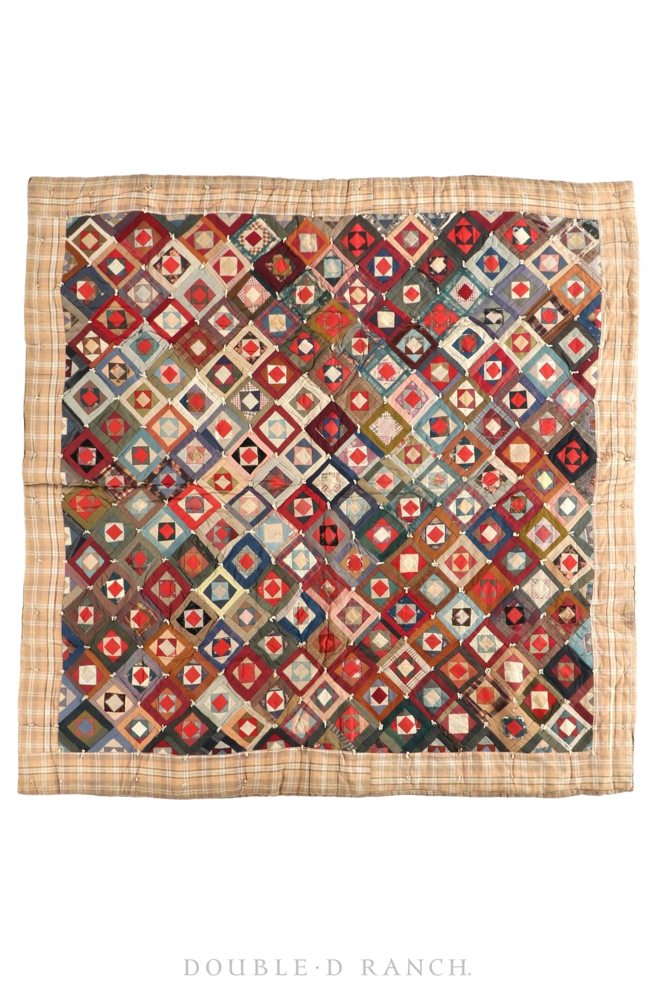 Home, Textile, Quilt, Pieced & Hand Tied, Collector Deaccession, Vintage, Early, 197