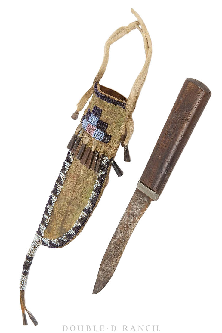 Miscellaneous, Knife, Beaded Sheath, Tin Cones, Plains, Vintage 1900, 1424