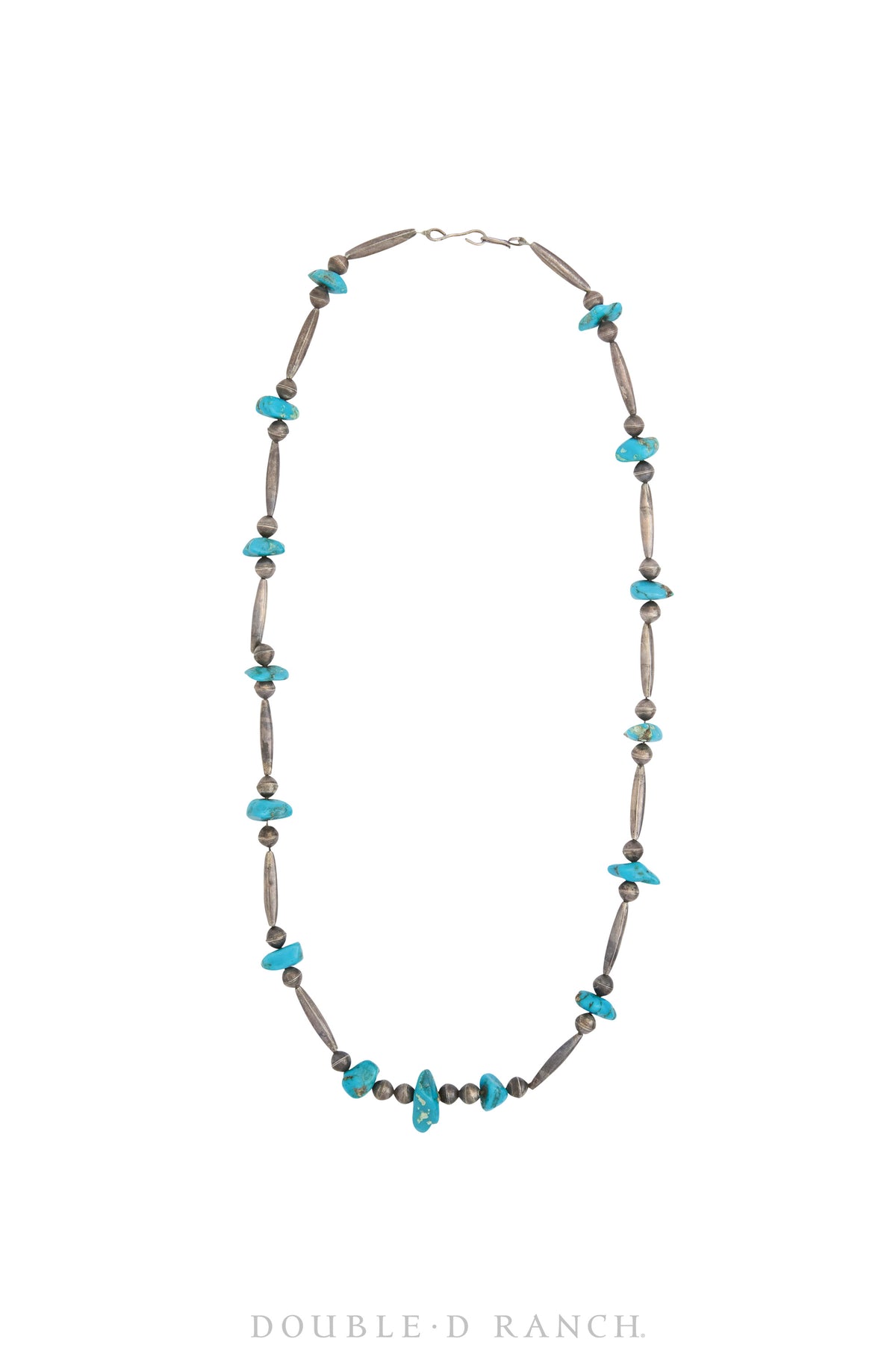 Necklace, Desert Pearls With Turquoise, 6mm Round With Torpedos, Vintage 27", 3249