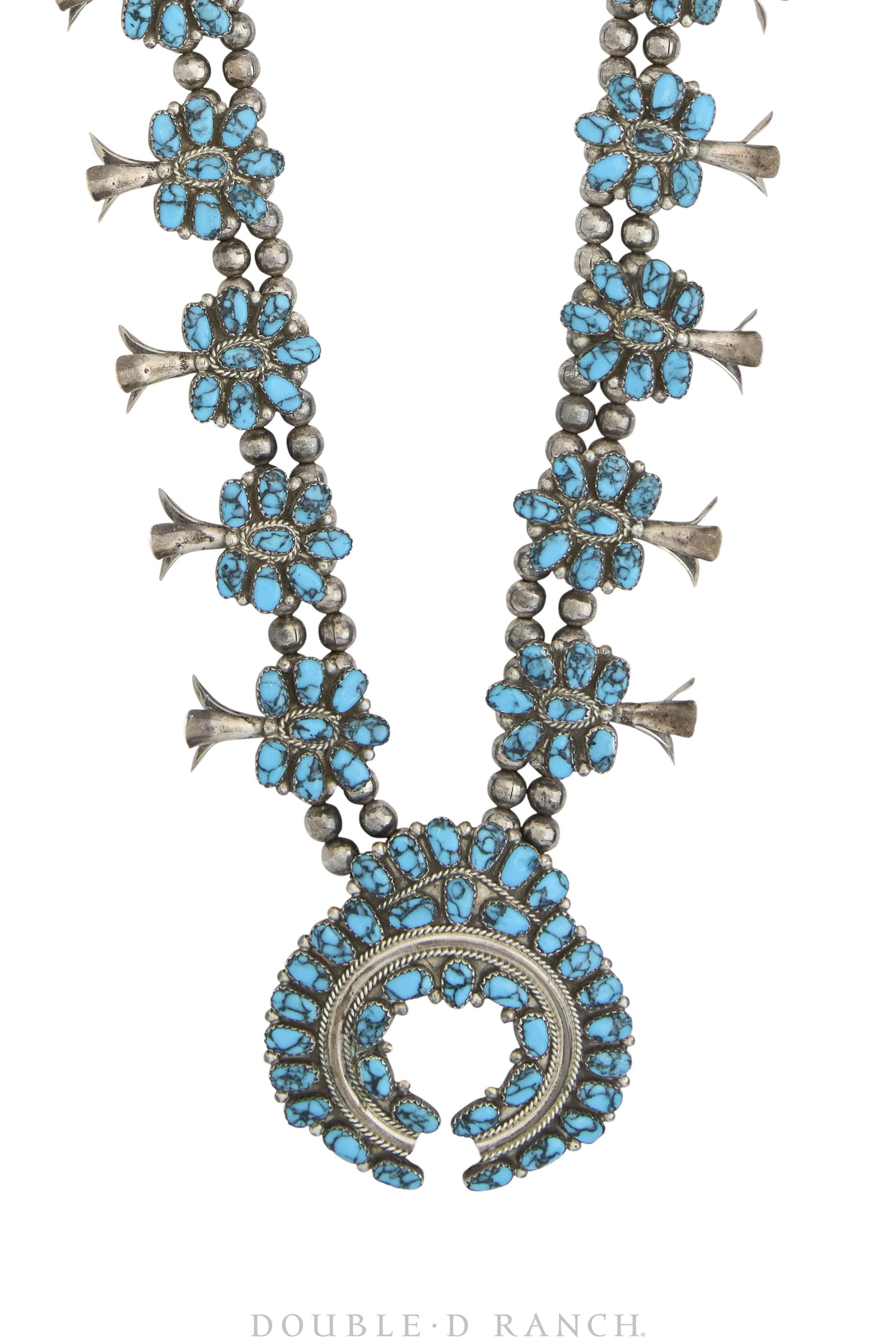 Necklace, Squash Blossom, Turquoise, Hallmark, Vintage, 3236