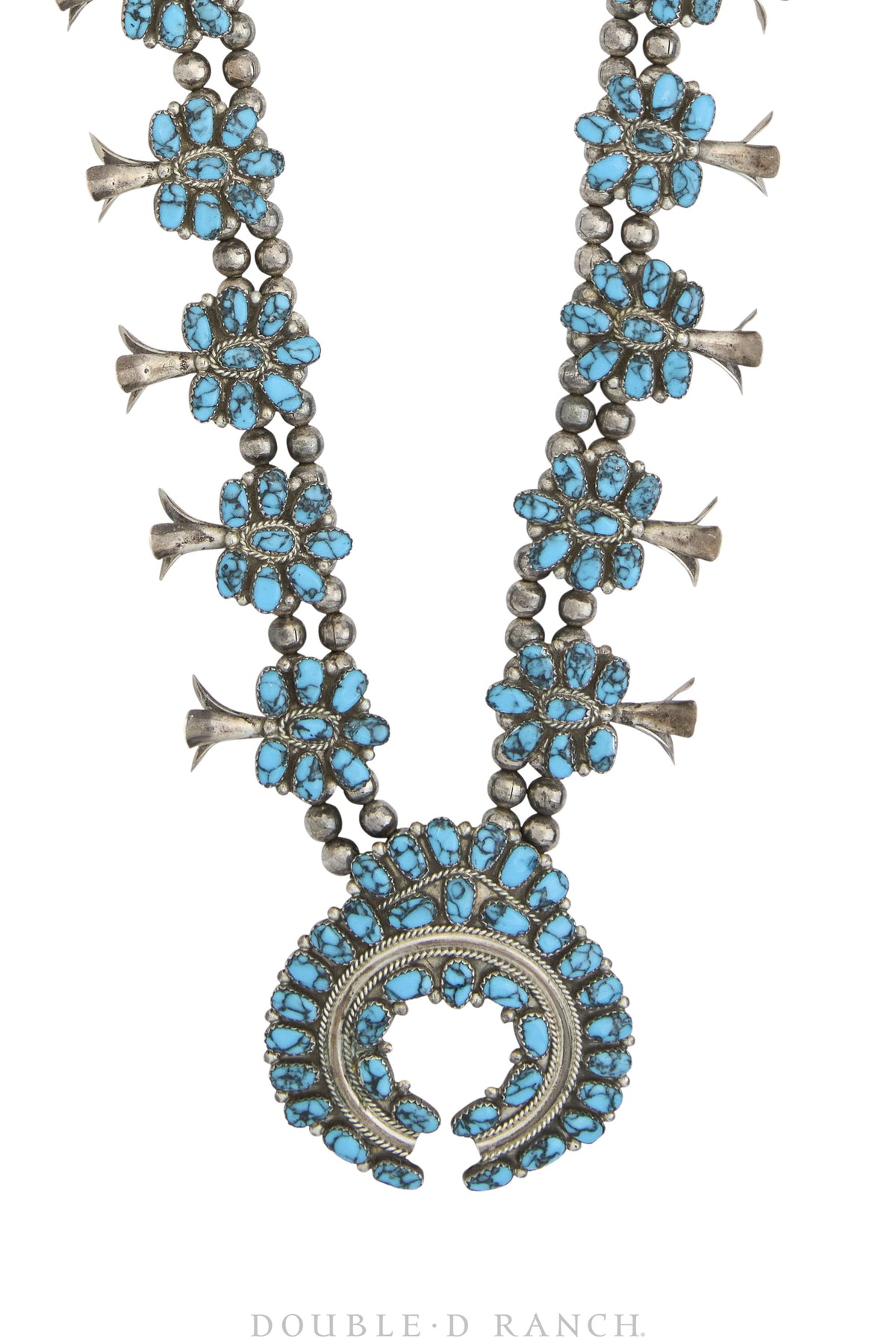 Necklace, Squash Blossom, Turquoise, Hallmark, Vintage, 3236