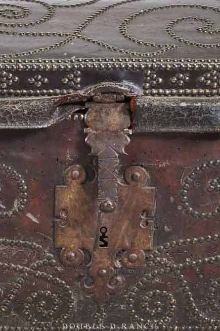 Miscellaneous, Trunk, Studded Leather, Spanish Colonial, Antique 18/19th Century, 280