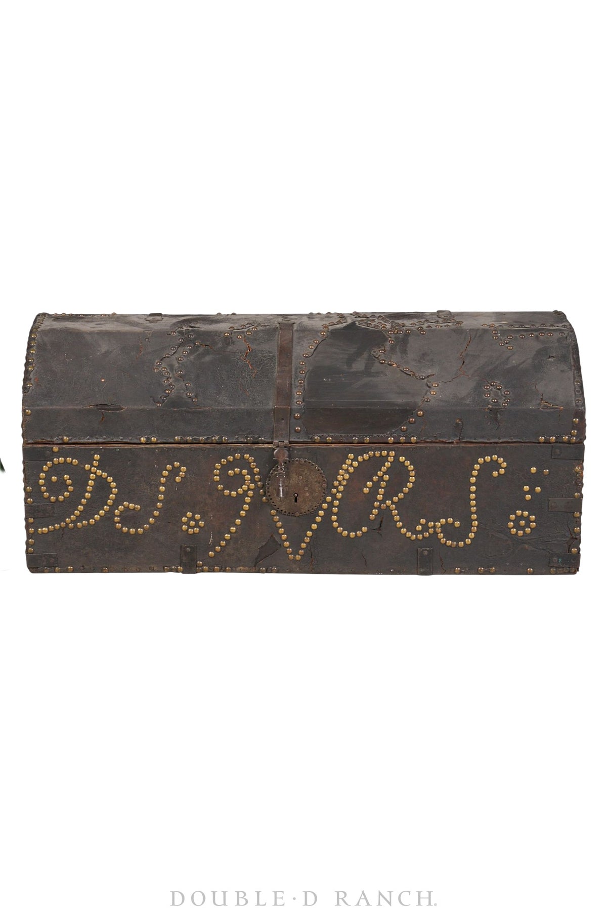 Home, Furniture, Trunk, Travel, Leather With Studded Monograms, Vintage, 290